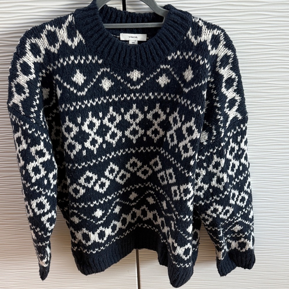 Vince Navy and White Oversized Sweater